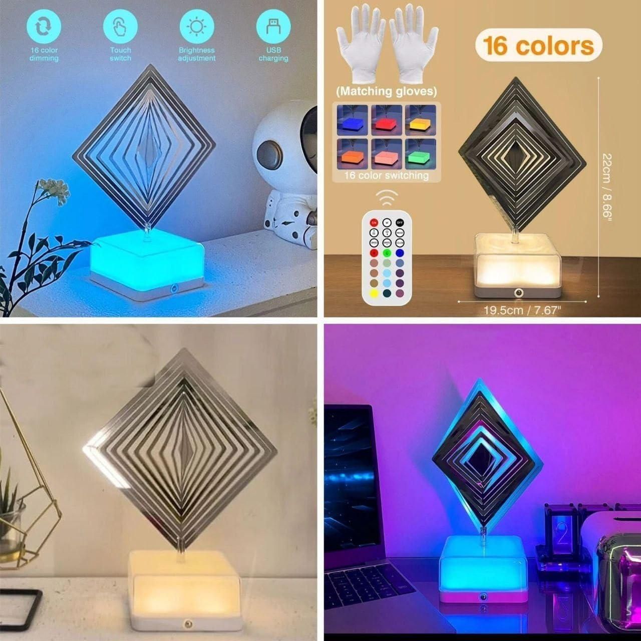 3D 360 Rotating Square Night Light